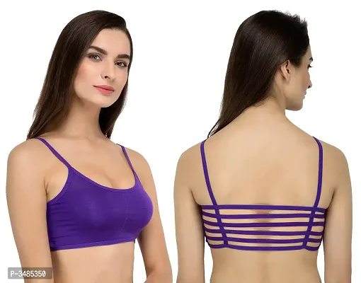 Purple Cotton Spandex Six Straps Padded Bras