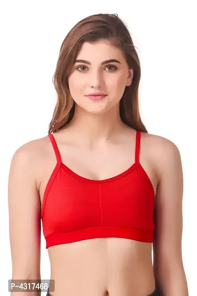 Women's Multicoloured Solid Cotton Blend Sports Bra (Pack of 2)-thumb3