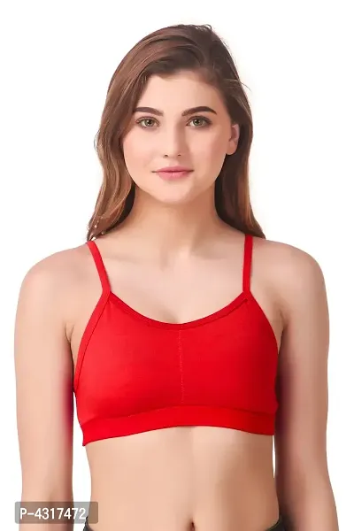Women's Multicoloured Solid Cotton Blend Sports Bra (Pack of 3)-thumb3