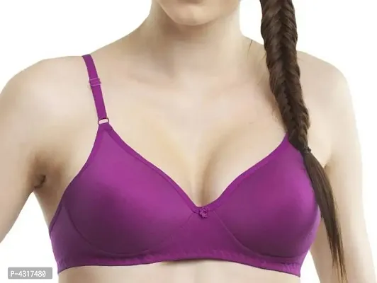 Women's Purple Solid Cotton Blend Mould  Lightly Padded Bra (Pack of 1)