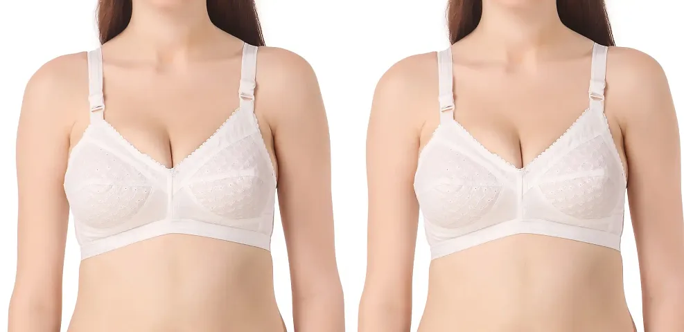 17Hills® Chikan Women's Non - Wired Full Cup Cotton Bra for Everyday  comforrt