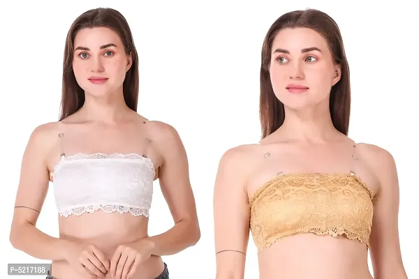 Women's Designer Padded Bra With Transparent Strap Pack Of 2