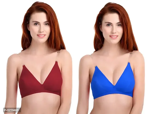 Womens Everyday Bra with Transparent strap Pack of 2