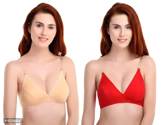 Womens Everyday Bra with Transparent strap Pack of 2-thumb0