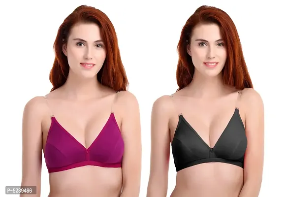 Womens Everyday Bra with Transparent strap Pack of 2