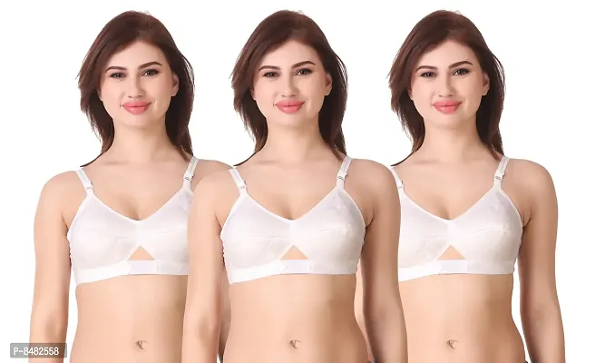 White Cotton White Non-Padded Bras(Pack of 3)