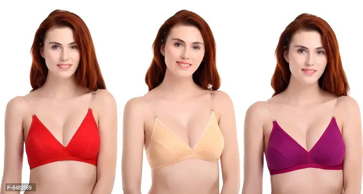 Multicoloured Everyday  Non-Padded Bras(Pack of 3)-thumb0