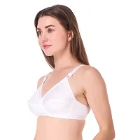 White Cotton Blend Non-Padded Bras(Pack of 3)-thumb3