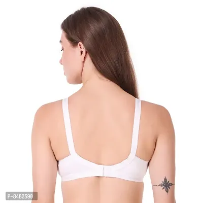 White Cotton Blend Non-Padded Bras(Pack of 3)-thumb2