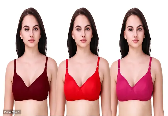 Multicoloured Non Wired Non-Padded Bras(Pack of 3)