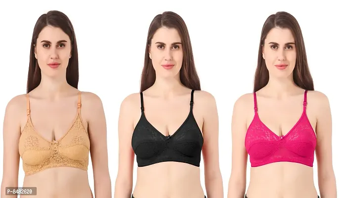 Multicoloured Everyday  Non-Padded Bras(Pack of 3)-thumb0