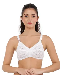 White Cotton Non-Padded Bras(Pack of 3)-thumb2