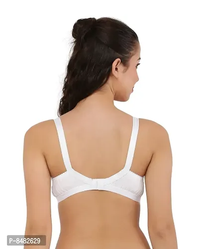 White Cotton Non-Padded Bras(Pack of 3)-thumb2