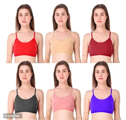 Buy Stylish Multicoloured Polyester Spandex Solid Bras For Women