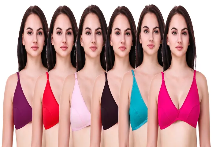 Multicoloured Everyday Non-Padded Bras(Pack of 6)