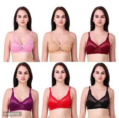 Multicoloured Bralette  Non-Padded Bras(Pack of 6)