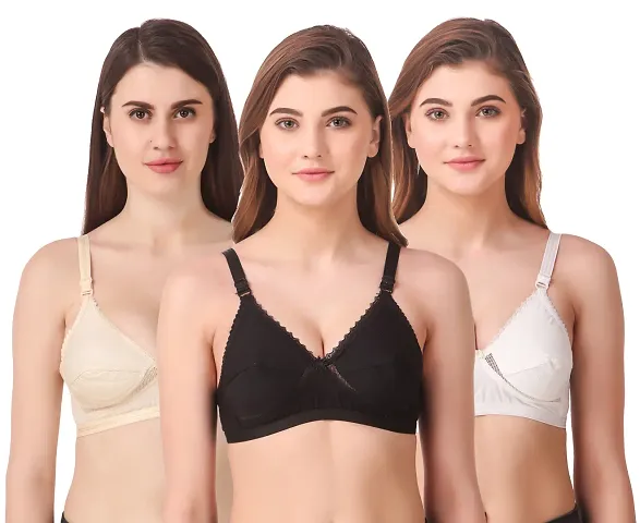 Trendy Solid Non-Padded Everyday Bras (Pack of 3) - Plus Size