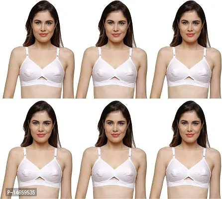 Pack of 6 Women Full Coverage Non Padded Branbsp;nbsp;(White)