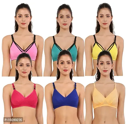Stylish Multicoloured Cotton Hosiery Solid Bras For Women Pack Of 6