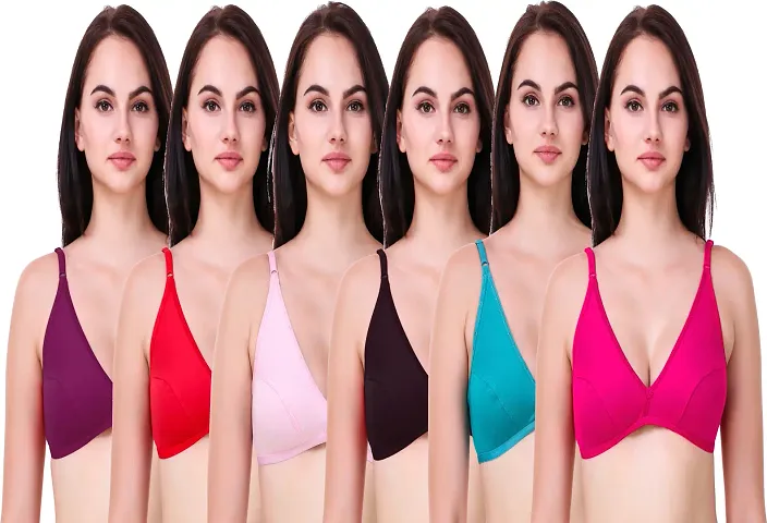 Multicoloured Everyday Non-Padded Bras(Pack of 6)