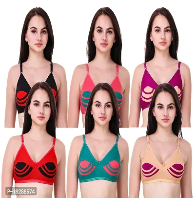 Buy Stylish Multicoloured Cotton Hosiery Solid Bras For Women Pack Of 6  Online In India At Discounted Prices