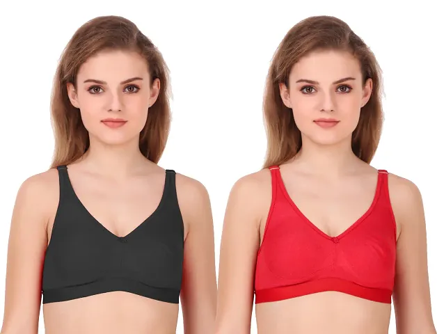 Stylish Blend Solid Bras For Women Pack Of 2