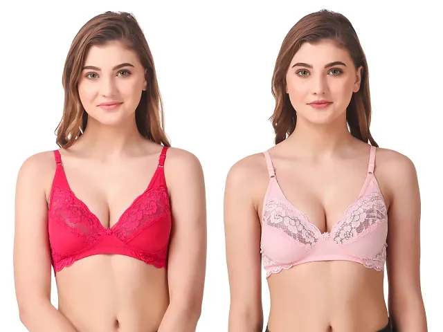 Stylish Net Solid Bras For Women Pack Of 2