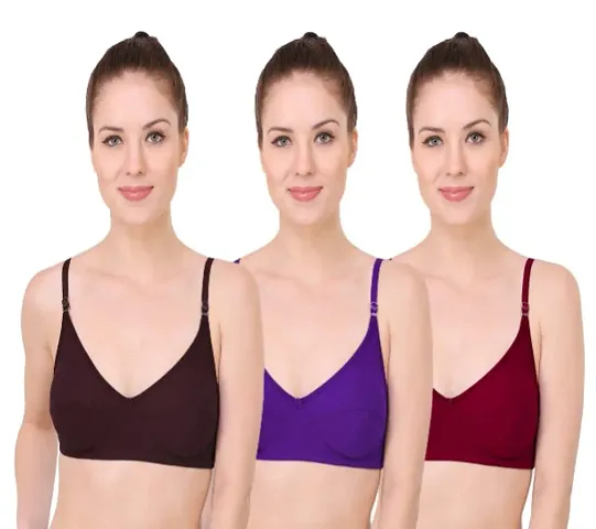 Women's Spandex Non Padded Basic Bra Combo Of 3