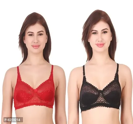 Buy Hothy Women Red Cotton Blend Pack Of 6 Non Padded Bra (40A