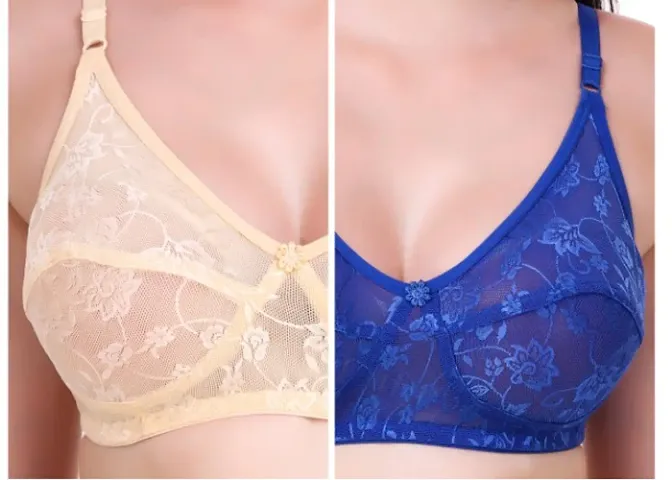 Buy Classy Net Embroidered Non Padded Bras (Pack of 2) Online In India At Discounted  Prices