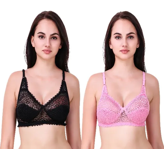 Buy Stylish Fancy Designer Net Solid Bras For Women Pack Of 3 Online In  India At Discounted Prices
