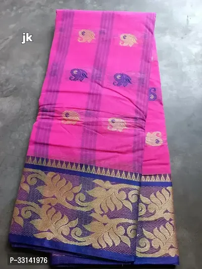 Beautiful Pink Cotton Blend Self Pattern Saree For Women-thumb0