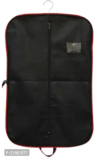 Sameer Enterprises Non-Woven Foldable Non Woven Men's Coat, Blazer, Suit Cover (Red Stripped) Pack of 2 Suit Cover RP-RC (Black, Red) Pack of 2-thumb5