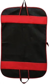 Sameer Enterprises Non-Woven Foldable Non Woven Men's Coat, Blazer, Suit Cover (Red Stripped) Pack of 2 Suit Cover RP-RC (Black, Red) Pack of 2-thumb1
