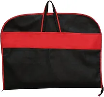 Sameer Enterprises Non-Woven Foldable Non Woven Men's Coat, Blazer, Suit Cover (Red Stripped) Pack of 2 Suit Cover RP-RC (Black, Red) Pack of 2-thumb2