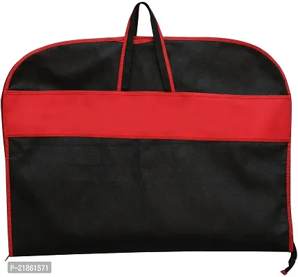 Sameer Enterprises Non-Woven Foldable Non Woven Men's Coat, Blazer, Suit Cover (Red Stripped) Pack of 2 Suit Cover RP-RC (Black, Red) Pack of 2-thumb3