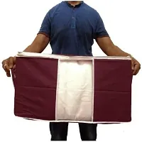 Sameer Enterprises 2 Piece Non Woven Underbed Storage Bag,Storage Organiser,Blanket Cover with Transparent Window ,Extra Large Maroon-thumb1