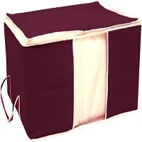 Sameer Enterprises 2 Piece Non Woven Underbed Storage Bag,Storage Organiser,Blanket Cover with Transparent Window ,Extra Large Maroon-thumb2