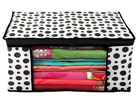 Sameer Enterprises garment cover Saree Cover Black Polka, Pink Flower Front View Transparent Saree Cover Storage Box (Wedding Collection Gift) Clothes Cover Garment Organizer Pack Of 6-thumb1