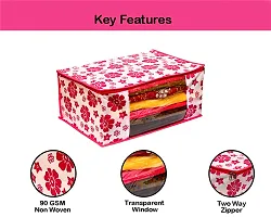 Sameer Enterprises garment cover Saree Cover Black Polka, Pink Flower Front View Transparent Saree Cover Storage Box (Wedding Collection Gift) Clothes Cover Garment Organizer Pack Of 6-thumb3