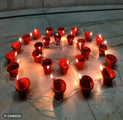 Sameer Enterprises Diya Light || String Light ||18 LED Diya String Light || Diya Candle Light || Diwali Light for Decoration || Plastic Hanging Diya Set dipak light-thumb3