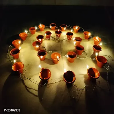 Sameer Enterprises Diya Light || String Light ||18 LED Diya String Light || Diya Candle Light || Diwali Light for Decoration || Plastic Hanging Diya Set dipak light-thumb2