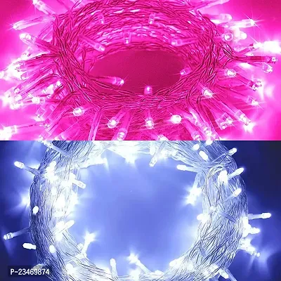 Sameer Enterprises String Lights Combo - Pink  White, 51 Feet , ISI Certified Series/Fairy Light -Home Office Room Diwali Christmas Eid Decoration, Copper Wire Extra Bright, Water/ Shock/Proof Pack 2