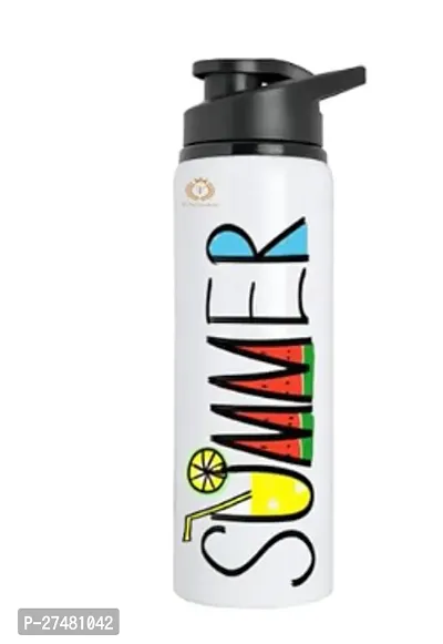 Stylish White Aluminium Printed Water Bottles For Casual Regular Gym Sports School College-thumb0