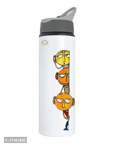 Stylish White Aluminium Printed Water Bottles For Casual Regular Gym Sports School College-thumb0