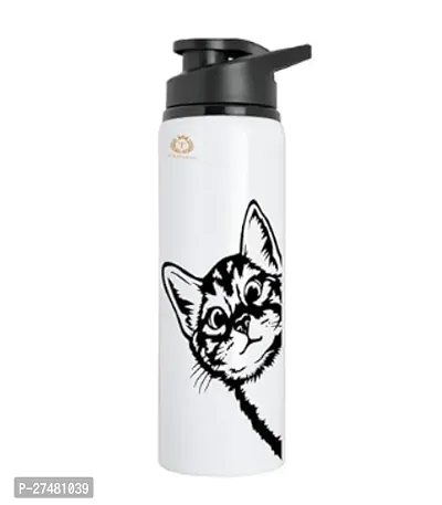 Stylish White Aluminium Printed Water Bottles For Casual Regular Gym Sports School College-thumb0