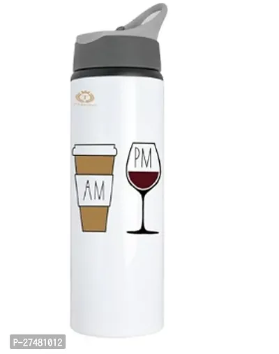 Stylish White Aluminium Printed Water Bottles For Casual Regular Gym Sports School College-thumb0