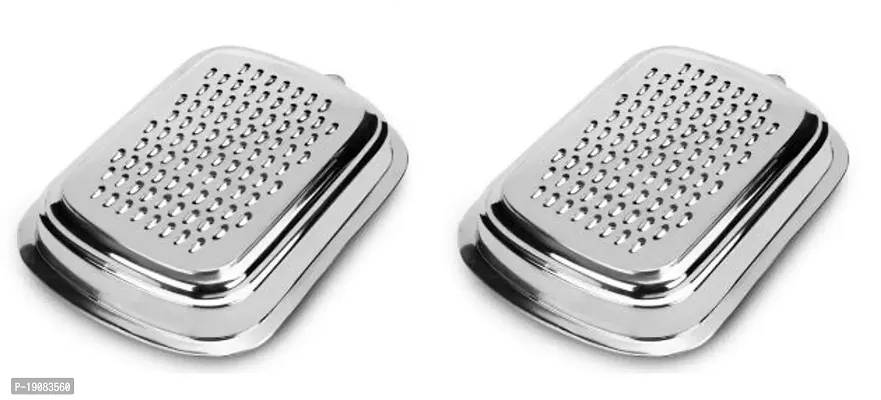 Premium Quality Stainless Steel Oval Shape Handy Grater To Make Salads (Cheese, Carrot, Cucumber) Pack Of 2-thumb0