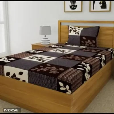 Classic Polycotton Printed Single Bedsheet with One Pillow Cover