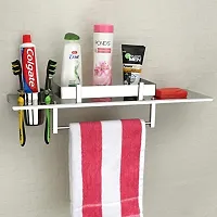 VAIVA 4 in 1 Multipurpose Bathroom Shelf Rack , Bathroom Towel Hanger, Tumbler Holder/Soap Dish with Tumbler , Shelf Rack (4 in 1 Shelf )-thumb1